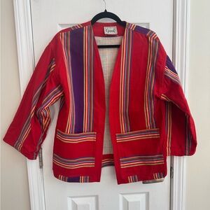GIRASOL Vintage Striped Open Front Jacket Size 1